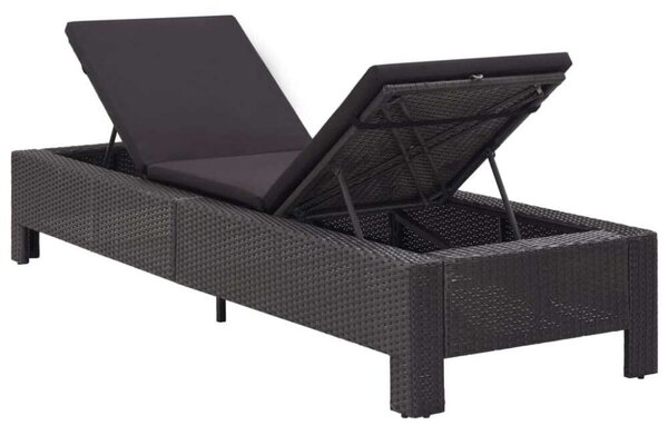 VidaXL Napozóágy - Polyrattan - Fekete - 220cm