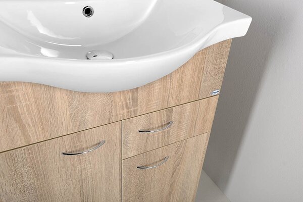 Aqualine Aqualine, KERAMIA FRESH mosdó szekrény 60x74x33,7cm, platina tölgy, 50066