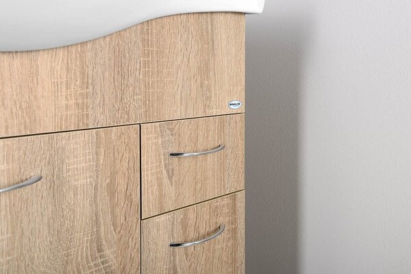 Aqualine Aqualine, KERAMIA FRESH mosdó szekrény 74,5x74x34,7cm, platina tölgy, 50083
