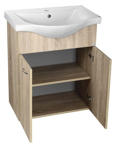 Aqualine Aqualine, KERAMIA FRESH mosdó szekrény 60,60x74x33,7cm, platina tölgy, 50065