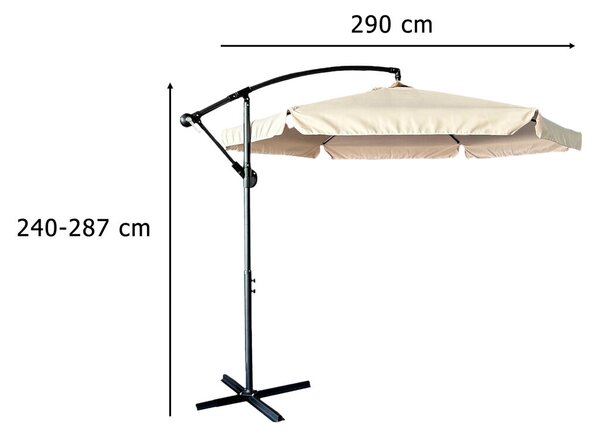 Kerti napernyő nagy összecsukható napernyő 290cm bézs színű gémekkel
