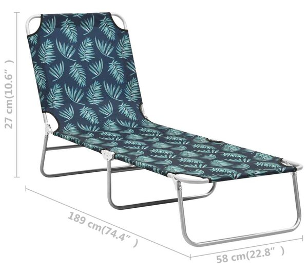 VidaXL Napozóágy - Összecsukható - Levélmintás - 189cm