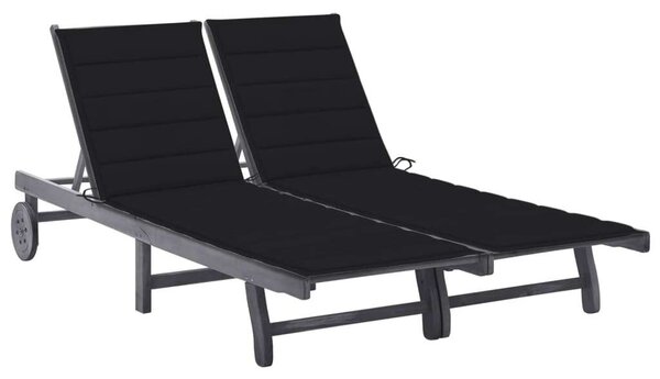VidaXL Dupla Napozóágy - Akácfa - Szürke - 200cm