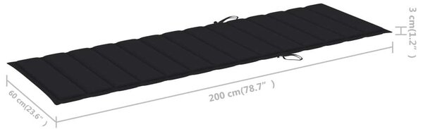 VidaXL Dupla Napozóágy - Akácfa - Szürke - 200cm