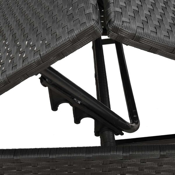 VidaXL Napozóágy Szett - 2 db - Fekete Polyrattan
