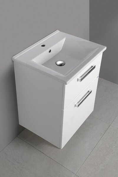 Aqualine Aqualine, VEGA mosdószekrény 62x72,6x43,8 cm, 2x fiókos, fehér, VG063