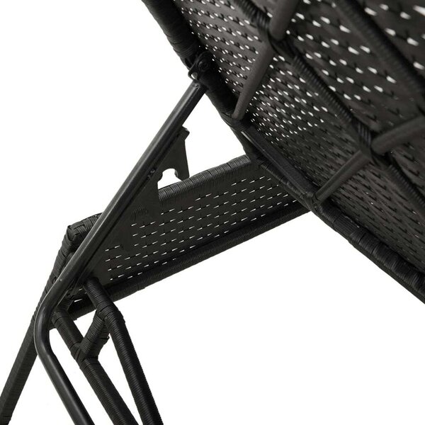 VidaXL Napozóágy Szett - 2 db - Fekete Polyrattan