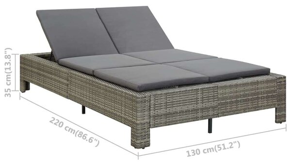 VidaXL Napozóágy - Kétszemélyes - Szürke - 220x130cm