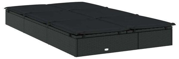 VidaXL Kétüléses Napozóágy - Polyrattan - Fekete - 201x110cm