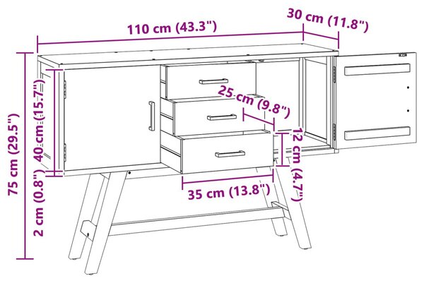 TV állvány fiókkal Természetes 110 x 30 x 75 cm Tömör Teakfa