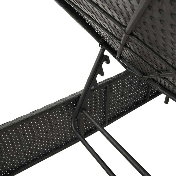 VidaXL Napozóágy - Fekete Polyrattan - 198cm