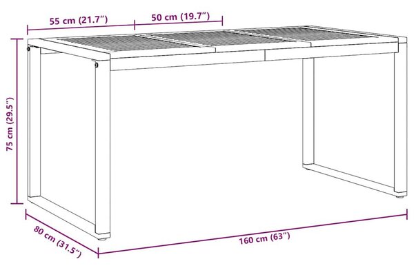 VidaXL Kert étkező szett 7 pcs Szürke Tömör Akácfa