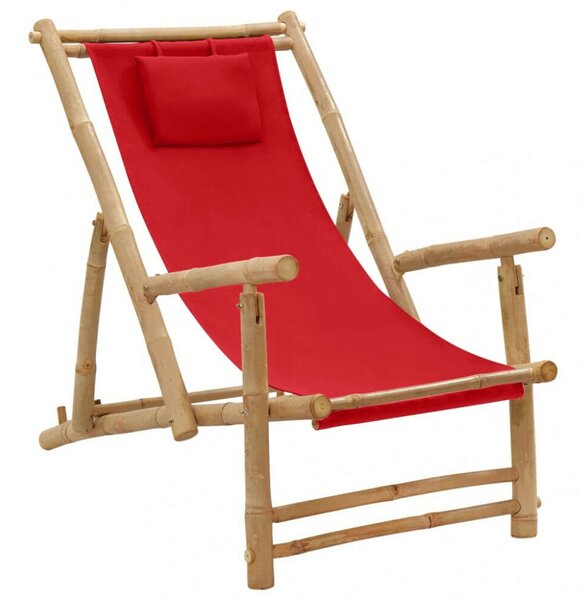 VidaXL Bambusz Nyugágy - Piros - 60x106x90 cm