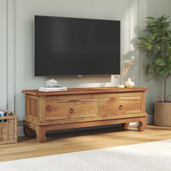 TV állvány fiókkal Természetes 110 x 35 x 40 cm Tömör Teakfa