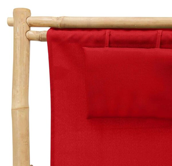 VidaXL Bambusz Nyugágy - Piros - 60x106x90 cm