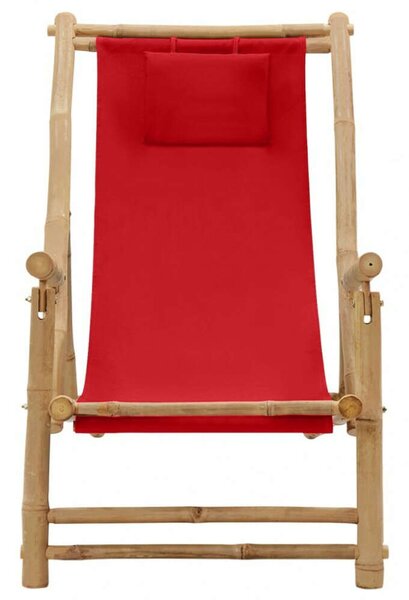 VidaXL Bambusz Nyugágy - Piros - 60x106x90 cm