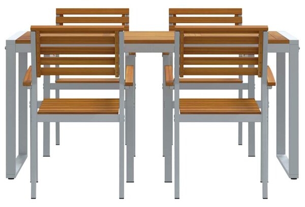 VidaXL Kert étkező szett 5 pcs Szürke Tömör Akácfa