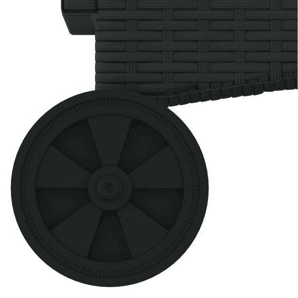 VidaXL Napozóágy - 2 db - Fekete Polyrattan - Párnával