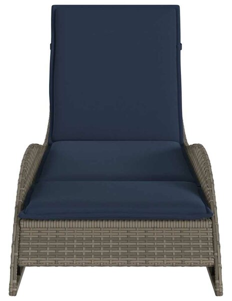 VidaXL szürke polyrattan napozóágy párnával 60 x 205 x 73 cm
