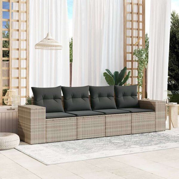 VidaXL Polyrattan Kerti Ülőgarnitúra - 4 részes, Világosszürke
