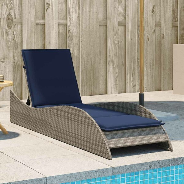 VidaXL szürke polyrattan napozóágy párnával 60 x 205 x 73 cm