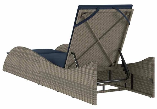 VidaXL szürke polyrattan napozóágy párnával 60 x 205 x 73 cm