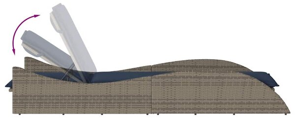 VidaXL szürke polyrattan napozóágy párnával 60 x 205 x 73 cm