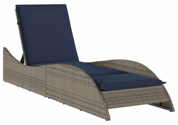 VidaXL szürke polyrattan napozóágy párnával 60 x 205 x 73 cm