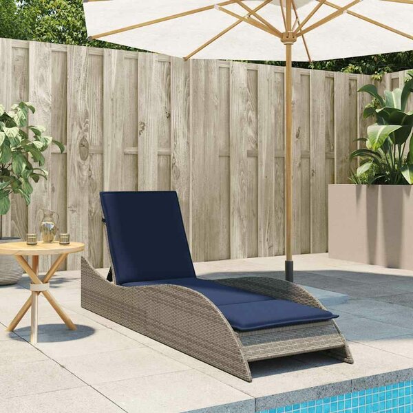 VidaXL szürke polyrattan napozóágy párnával 60 x 205 x 73 cm