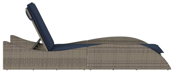 VidaXL szürke polyrattan napozóágy párnával 60 x 205 x 73 cm