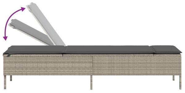 VidaXL Napozóágy - Polyrattan - Szürke - 198cm