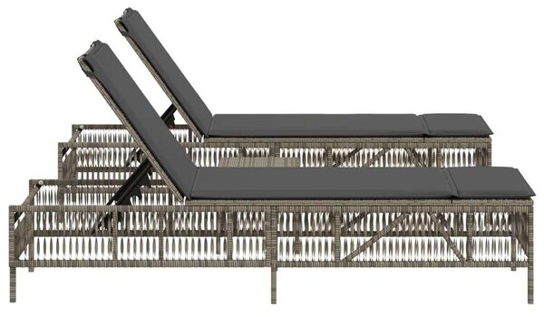 VidaXL Polyrattan Napozóágy Szett - 2 db, Szürke