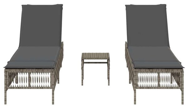 VidaXL Polyrattan Napozóágy Szett - 2 db, Szürke