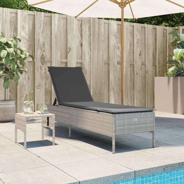VidaXL Napozóágy - Polyrattan - Szürke - 198cm