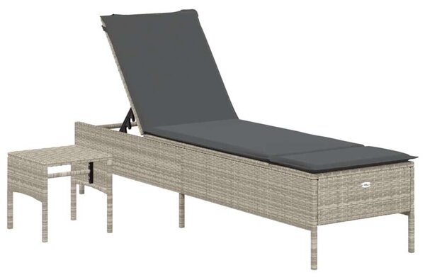 VidaXL Napozóágy - Polyrattan - Szürke - 198cm
