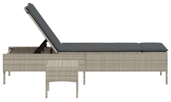 VidaXL Napozóágy - Polyrattan - Szürke - 198cm