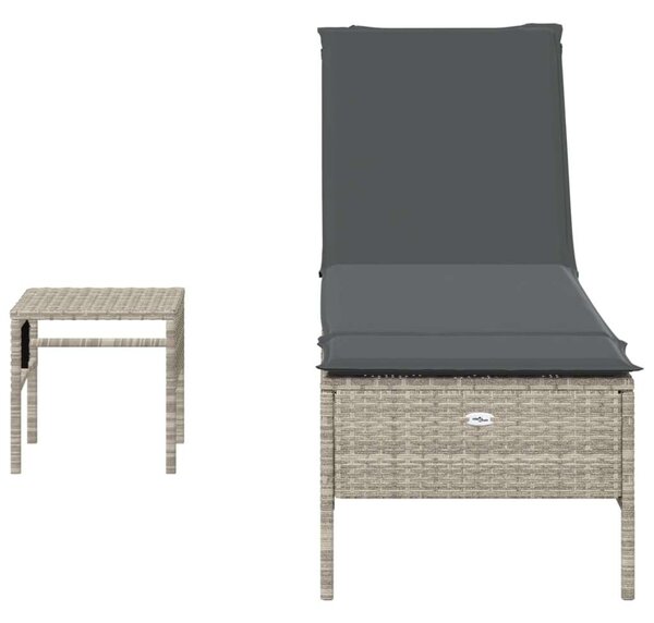VidaXL Napozóágy - Polyrattan - Szürke - 198cm