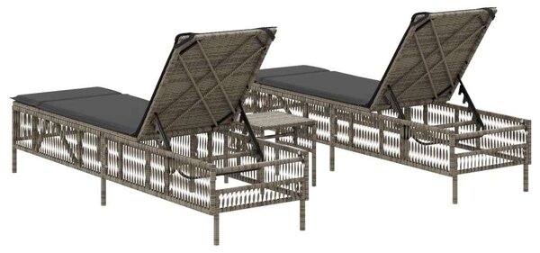 VidaXL Polyrattan Napozóágy Szett - 2 db, Szürke