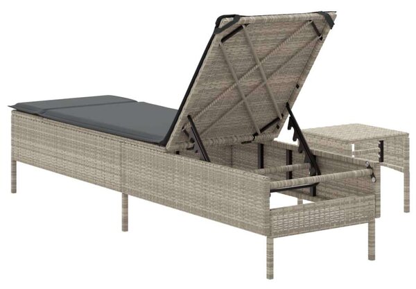 VidaXL Napozóágy - Polyrattan - Szürke - 198cm