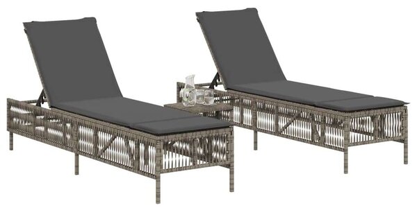 VidaXL Polyrattan Napozóágy Szett - 2 db, Szürke