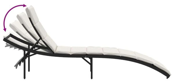 VidaXL Napozóágy - Polyrattan - Fekete - 2 db
