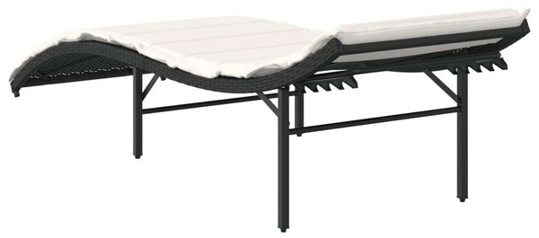 VidaXL Napozóágy - Polyrattan - Fekete - 2 db
