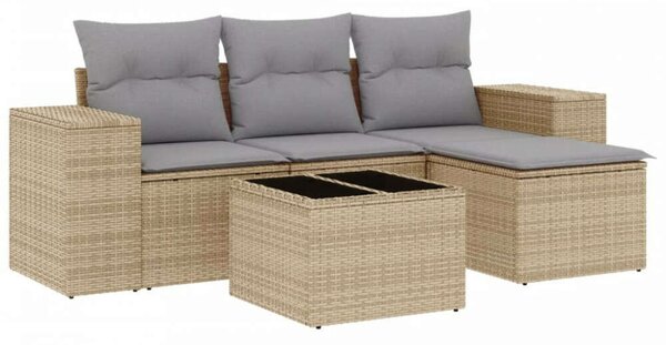 VidaXL Polyrattan Kerti Ülőgarnitúra - 5 részes - Bézs