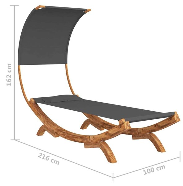 VidaXL Fa Napozóágy Baldachinnal - Antracit - 216cm