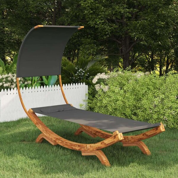 VidaXL Fa Napozóágy Baldachinnal - Antracit - 216cm