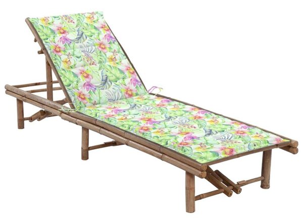 VidaXL Bambusz Napozóágy - 200cm, Állítható Háttámlával