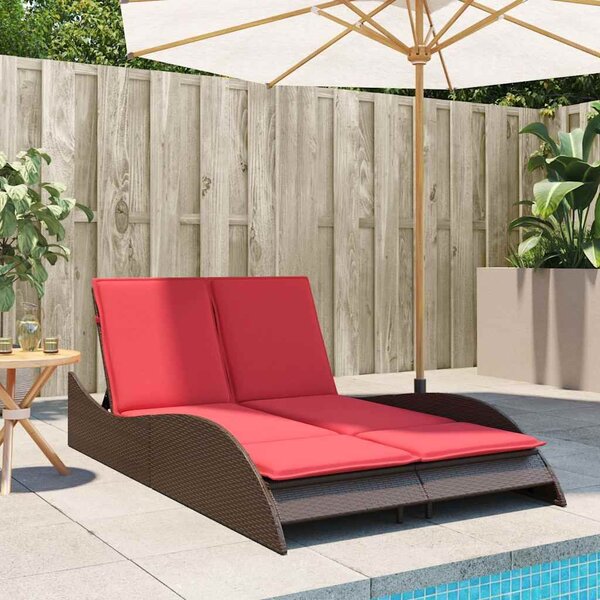 VidaXL barna polyrattan napozóágy párnákkal 114 x 205 x 73 cm