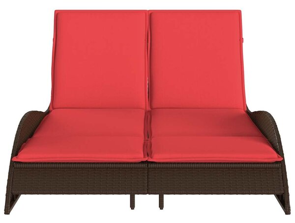 VidaXL barna polyrattan napozóágy párnákkal 114 x 205 x 73 cm
