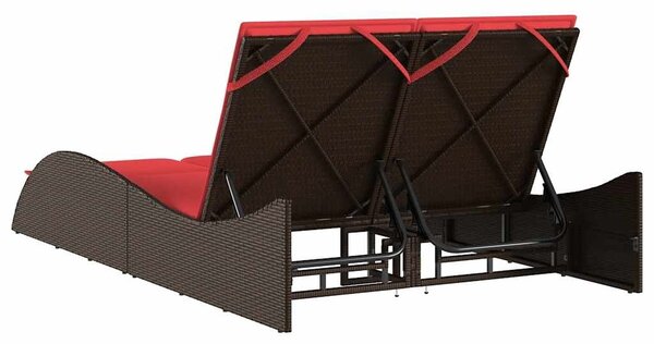 VidaXL barna polyrattan napozóágy párnákkal 114 x 205 x 73 cm