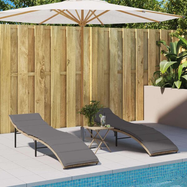 VidaXL Napozóágy - Polyrattan - Bézs - 199cm